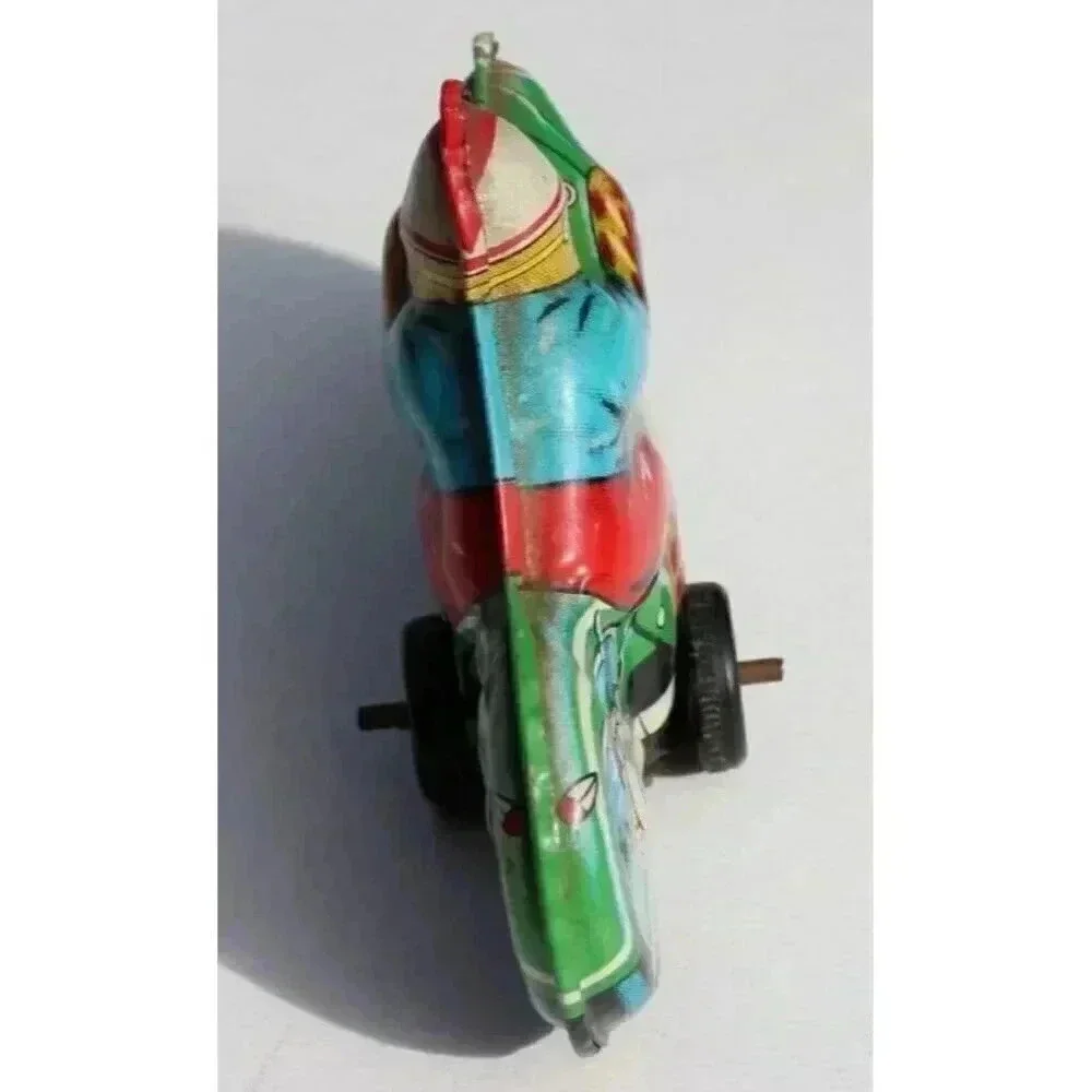 Vintage Green Motorcycle Friction Tin Toy - Made In Japan